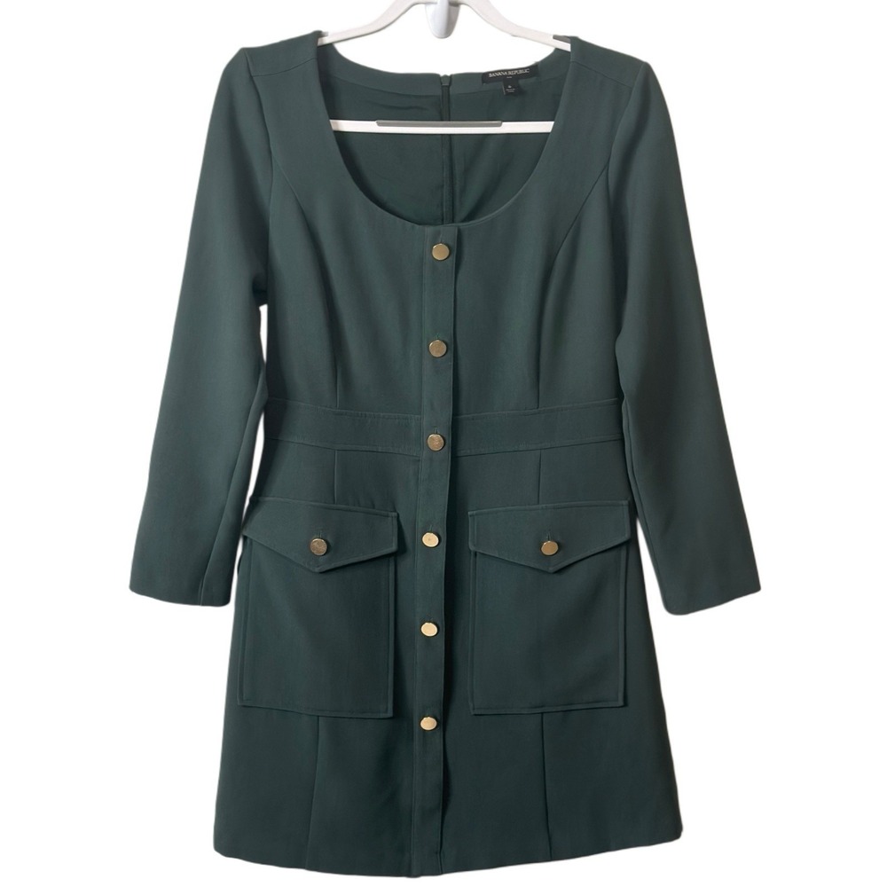 Banana Republic Women's Button Down Mini Dress Forest Green‎ Sz 6